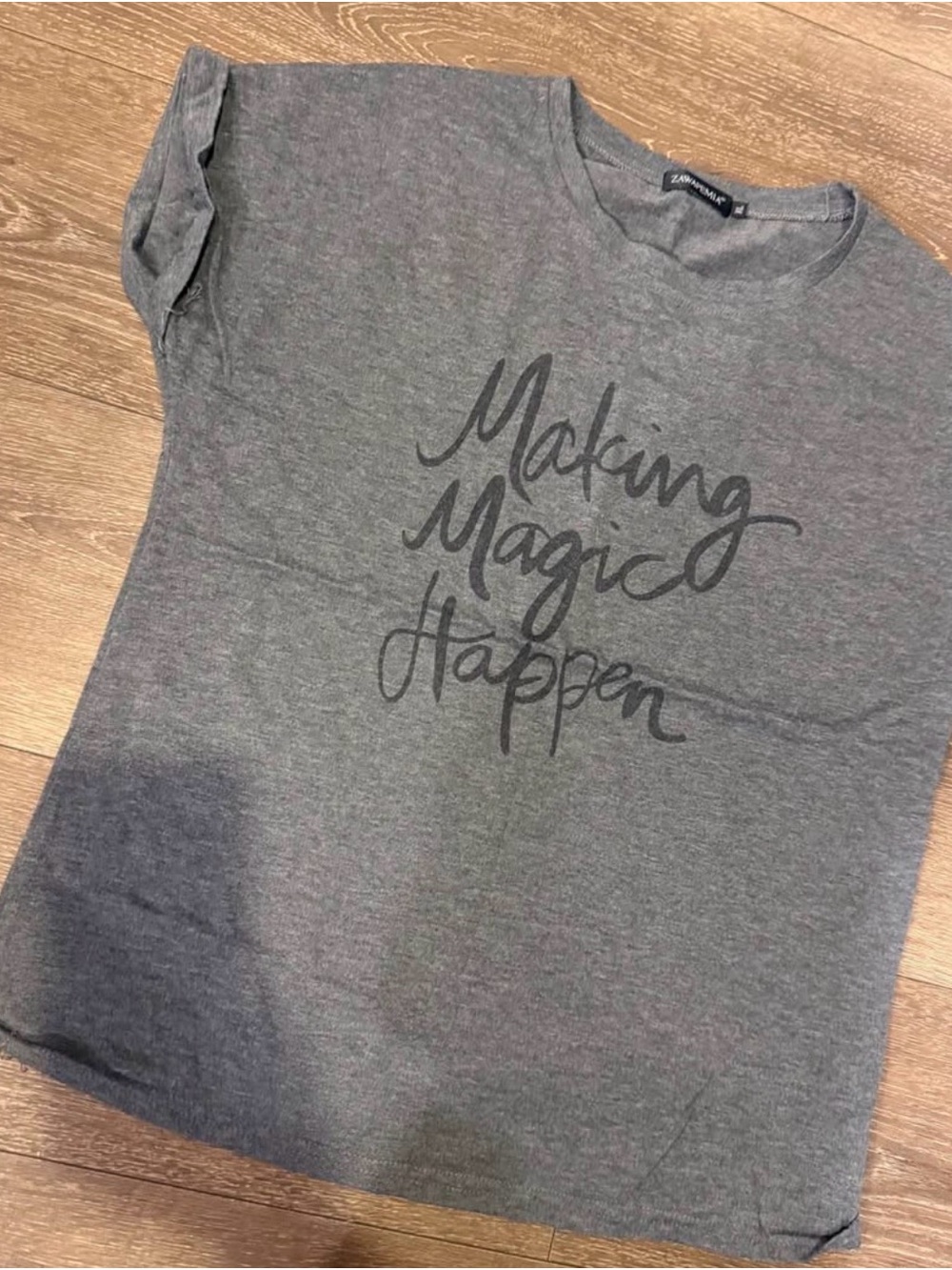 Zara Heather Dark Gray Crew Neck Tee